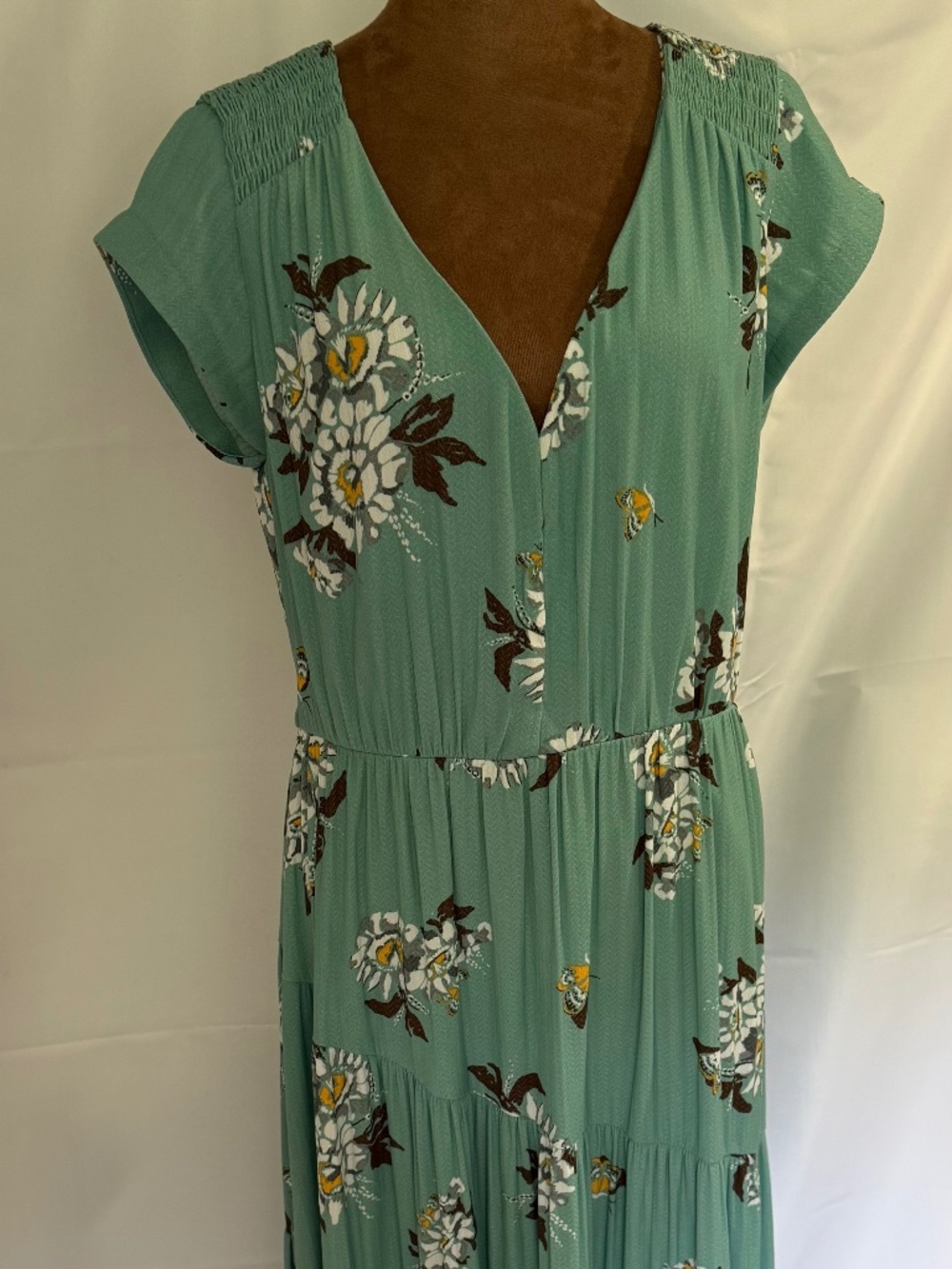 Free People All I Got Butterfly Floral Maxi Dress – Blue Combo Size 10